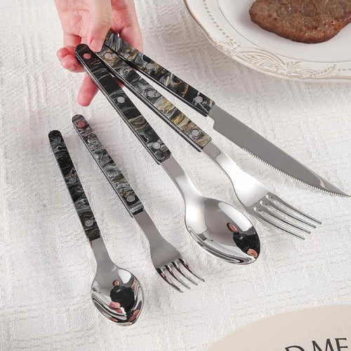 Set Of 10 Pcs Modern Elegant Terra Flatware - Bistrot Style Cutlery Si